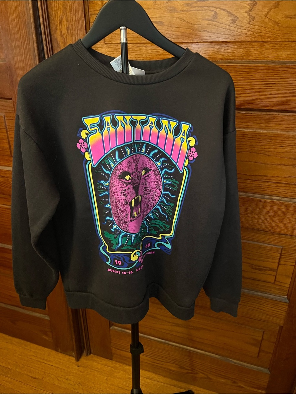 Carlos by Carlos Santana Black Crewneck with Neon Graphic